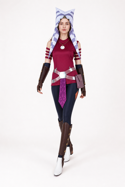 Ahsoka Cosplay Costume, Red, Set Costumes detail 2