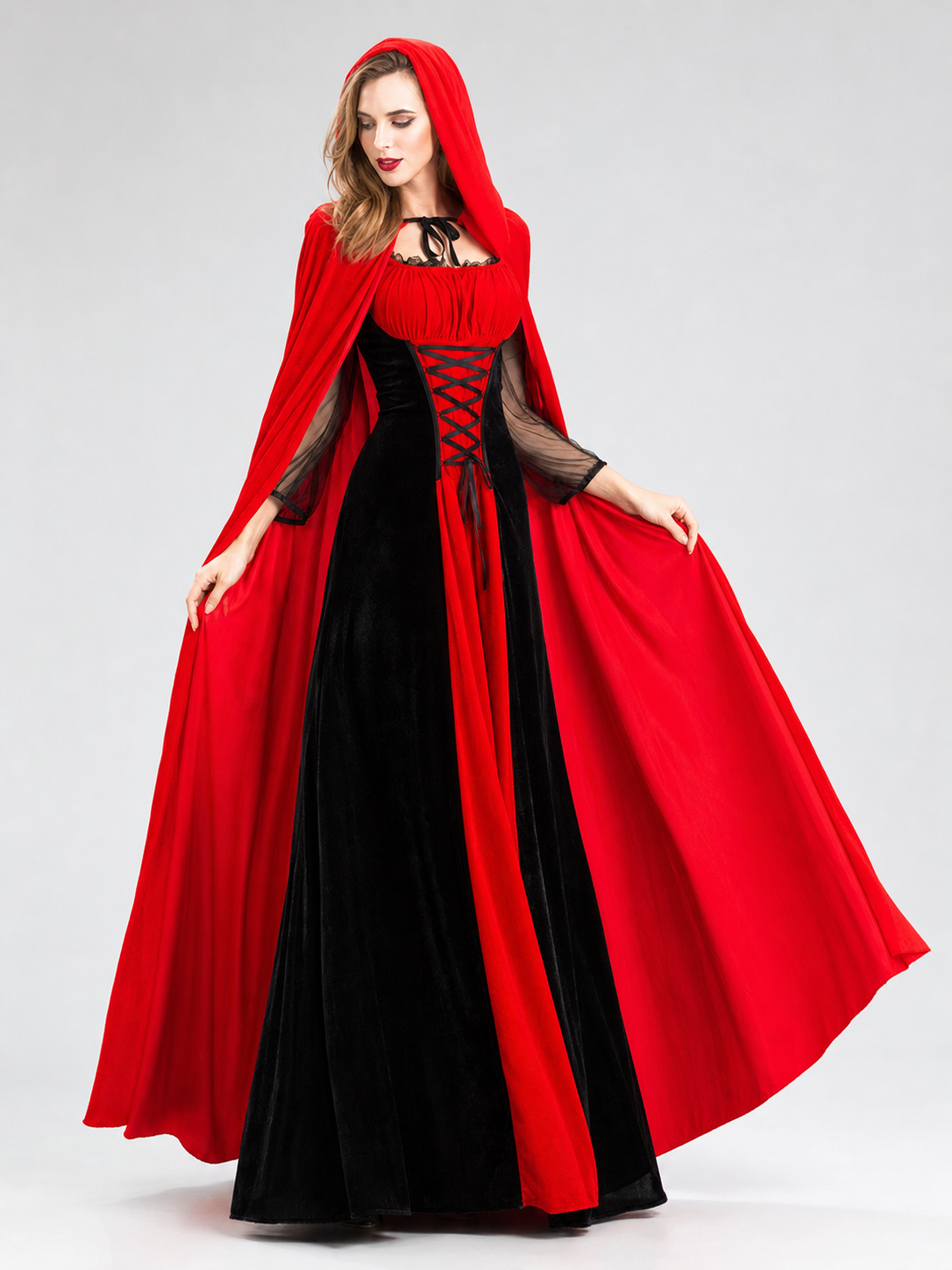 Vampire Costume with Dress and Hood for Halloween