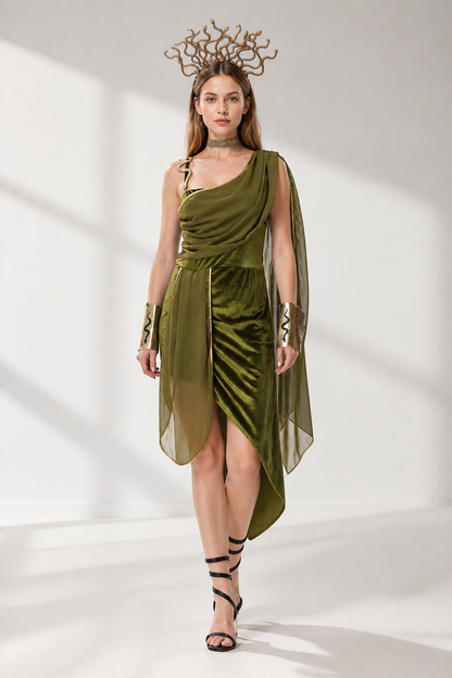 Asymmetrical Cleopatra Costume with Snake Decorations Costumes detail