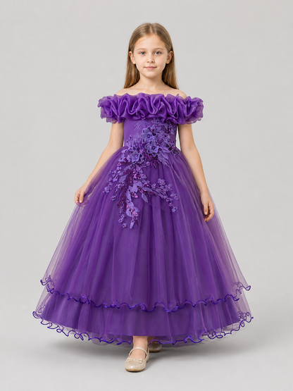 Festive Princess Dress, Purple, Full Skirt Costume Dresses detail 2