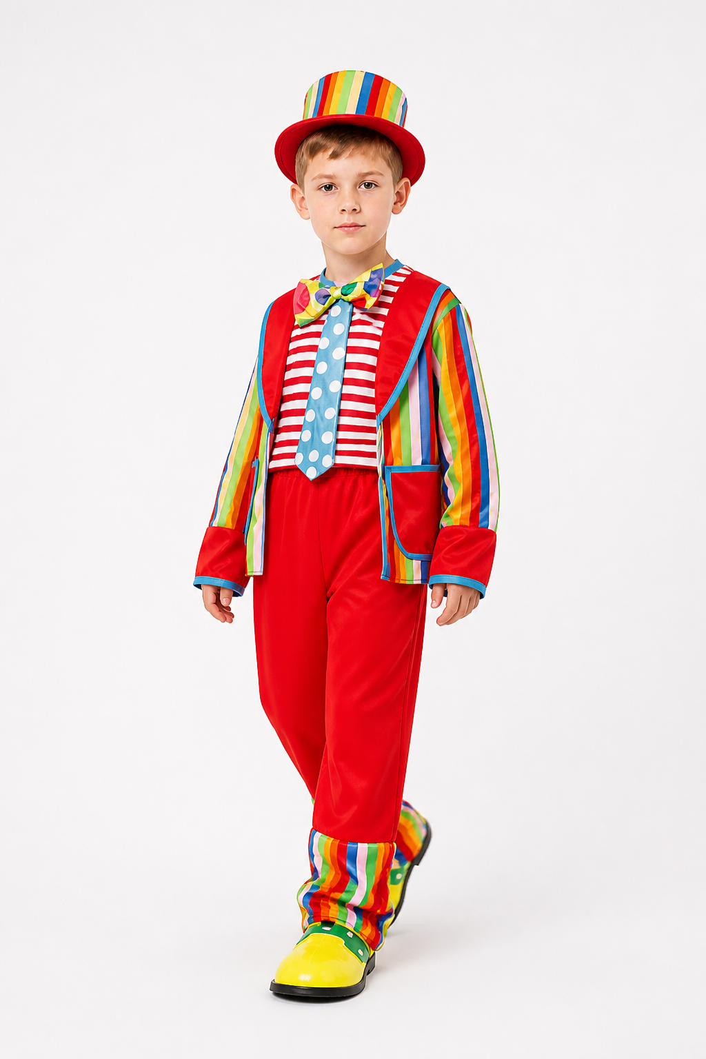 Clown Costume with Striped Top and Hat Costume Headwear detail 2