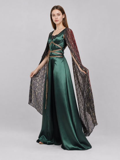Fantasy Dress with Cape and Gold Headdress