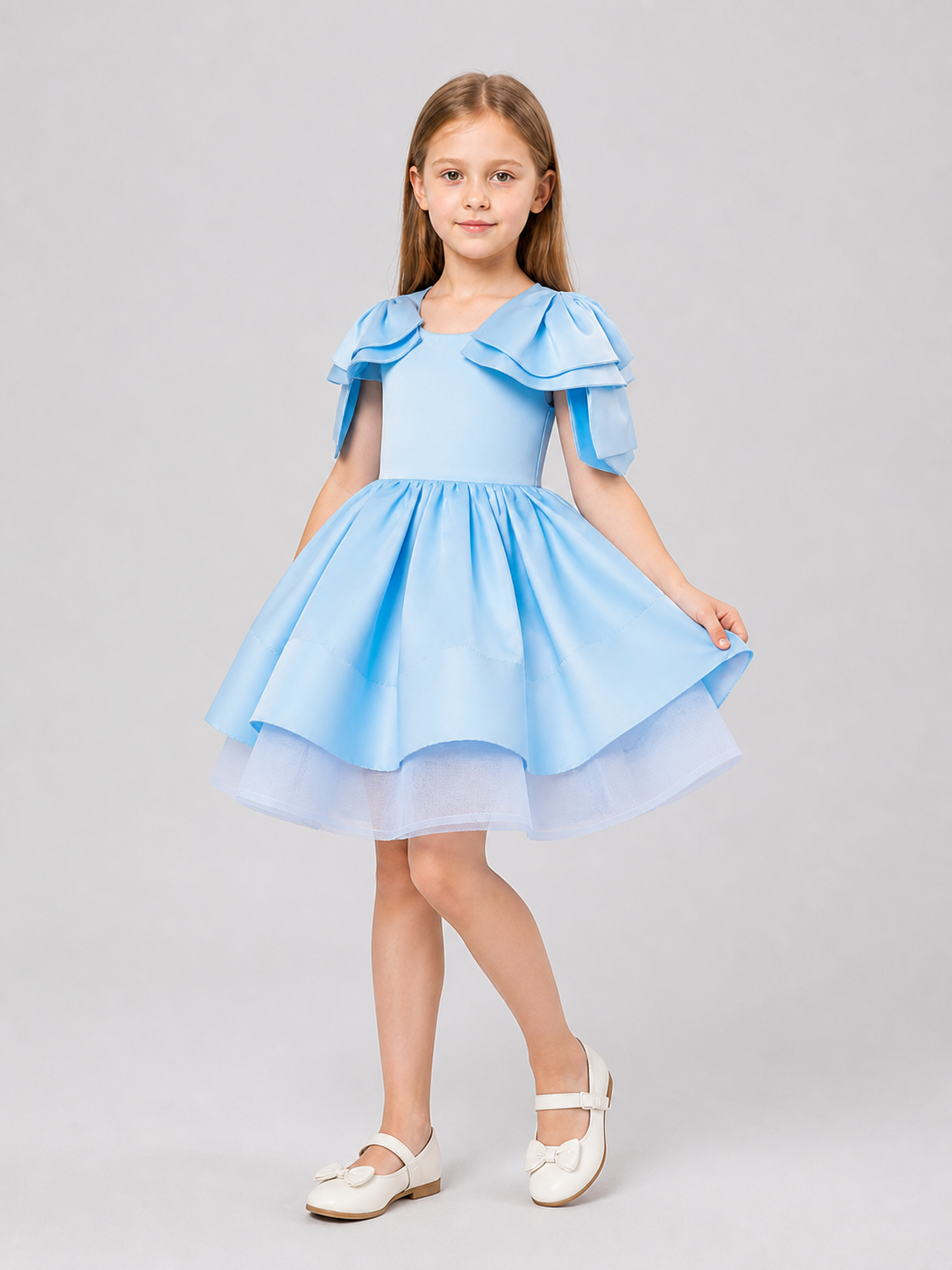 Dressy Full-Skirt Performance Dress with Bow