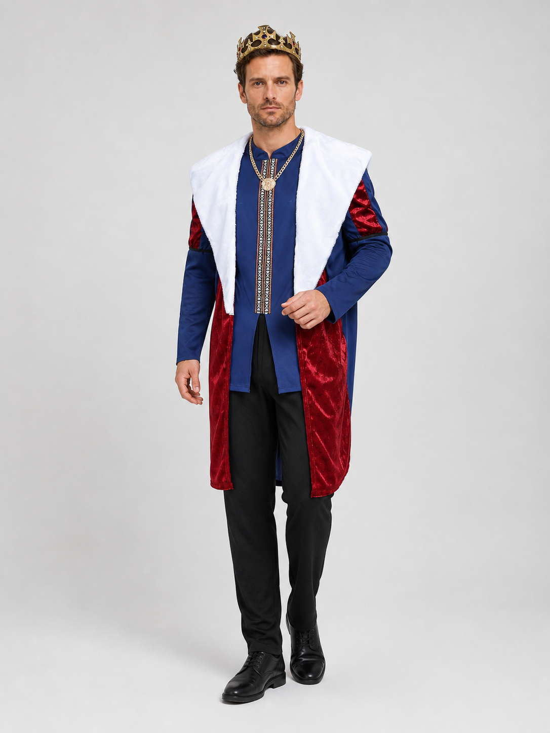Roman Emperor Costume with Crown and Cape for Parties