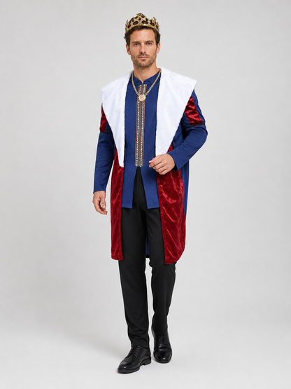 Roman Emperor Costume with Crown and Cape for Parties