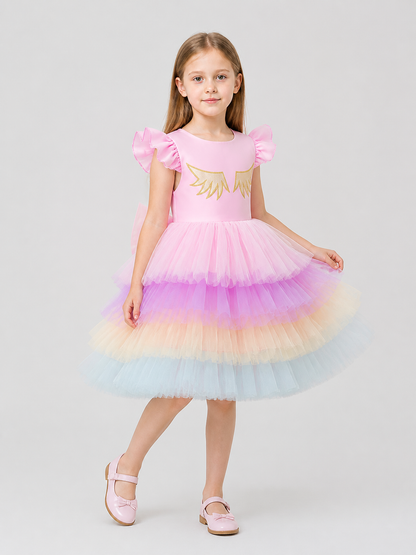 Children's Princess Dress with Rainbow Tulle Skirt Costume Dresses detail 2