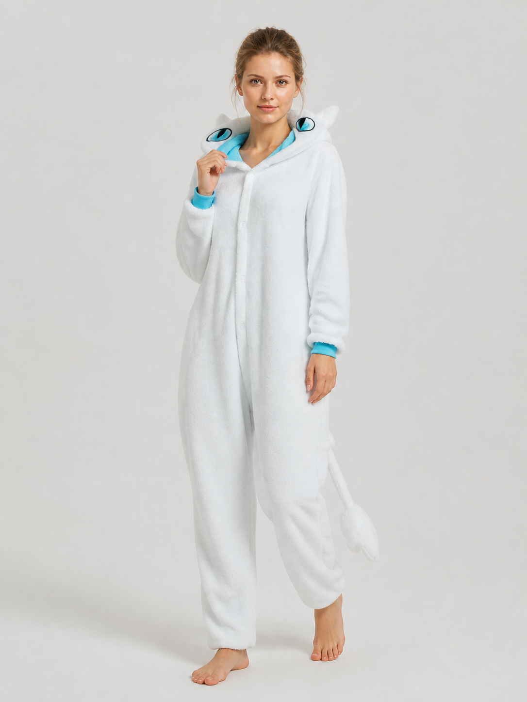 Flannel Husky Hooded Pajama Jumpsuit product detail 2