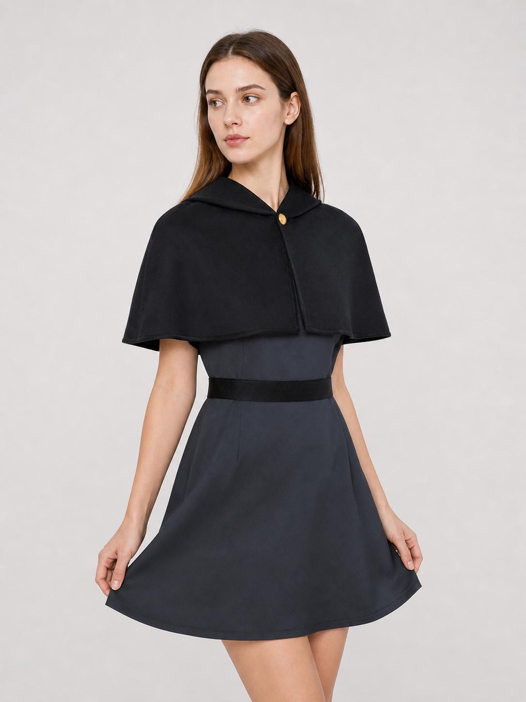 Amity Cosplay Dress with Capelet and Black Belt