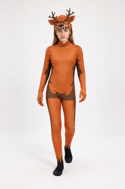 Deer Monster Costume Jumpsuit with Headpiece Costume Headwear detail
