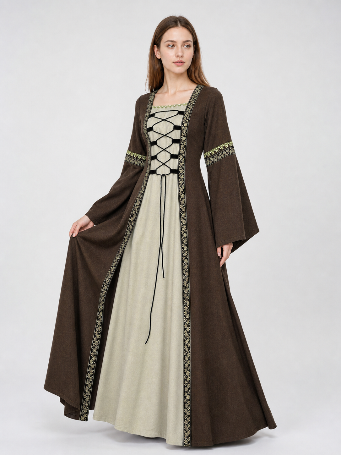 Long Renaissance-Style Dress with Sleeves