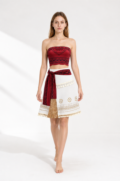 Moana Cosplay Costume, Top and Patterned Skirt Costumes detail