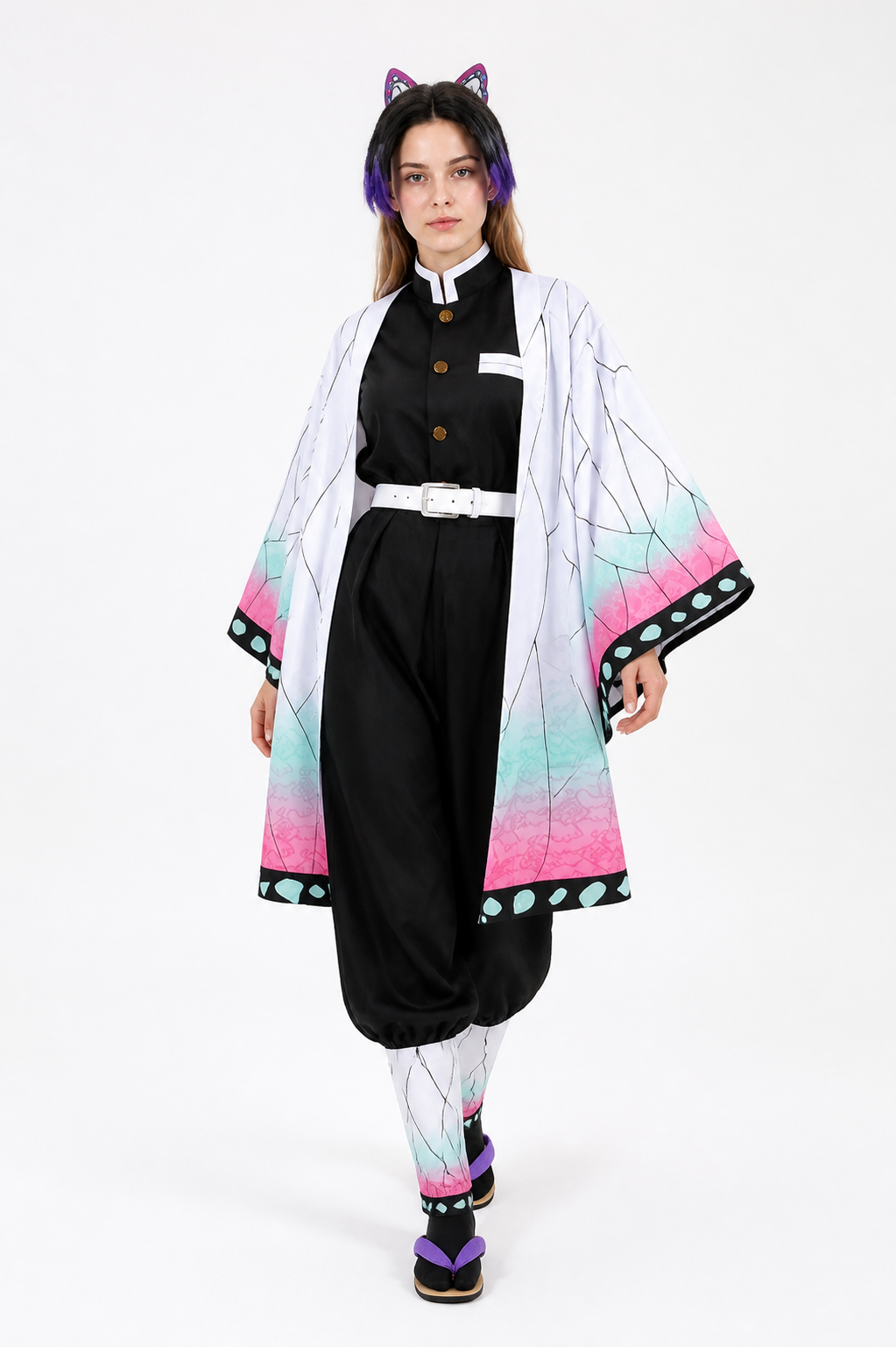 Kocho Shinobu Cosplay Costume with Cape and Wig Costume Capes detail 2