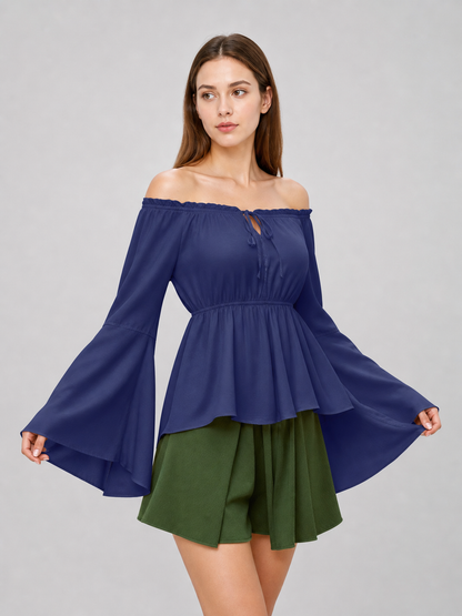 Off-the-Shoulder Blouse with Long Sleeves