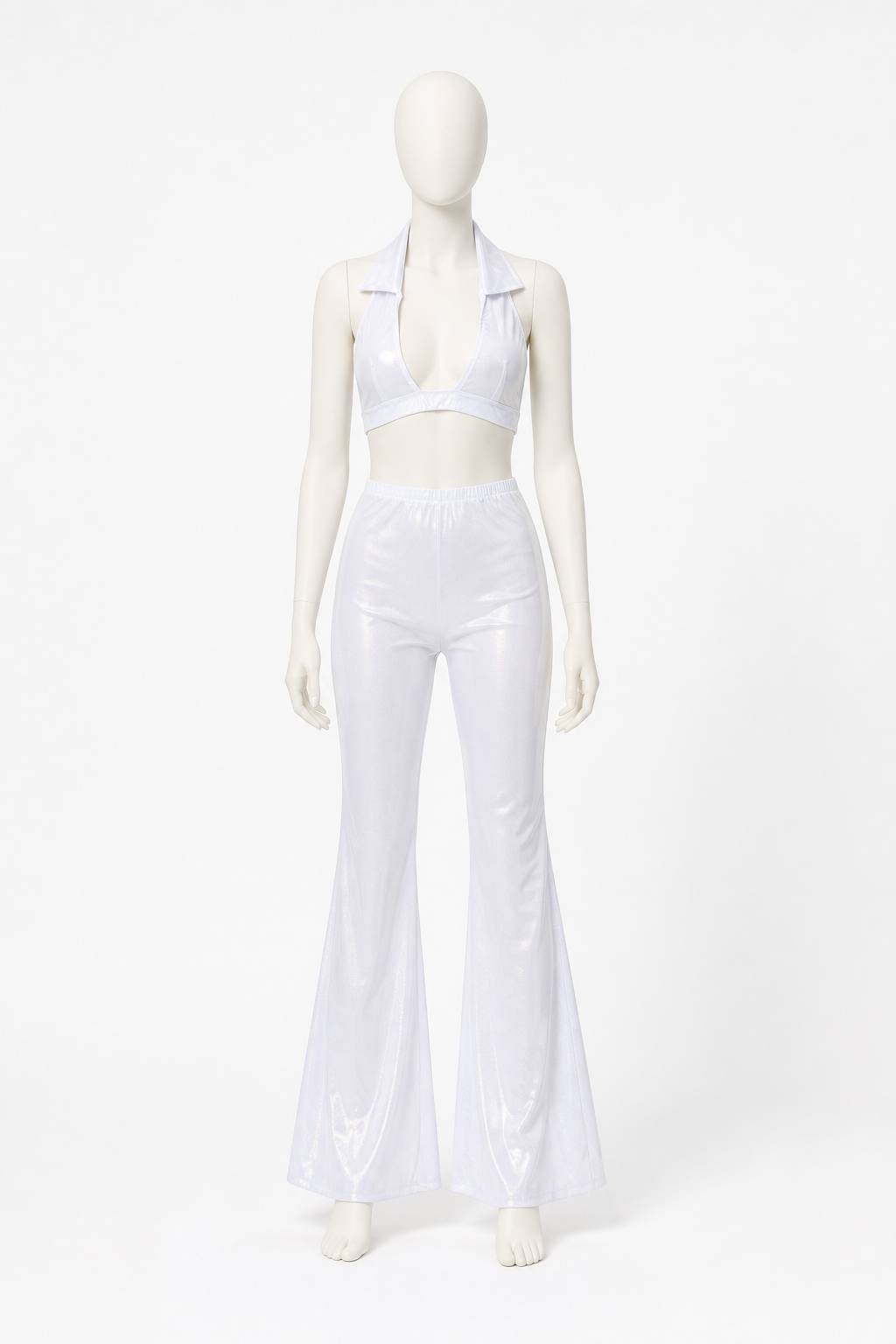 White stage costume with a top and flared pants Costumes detail 2