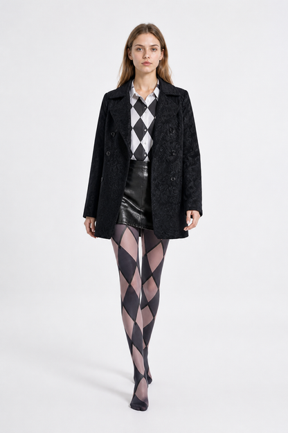Costume Set with Coat, Blouse, Skirt, and Diamond-Pattern Knee-High Socks Costumes detail 2