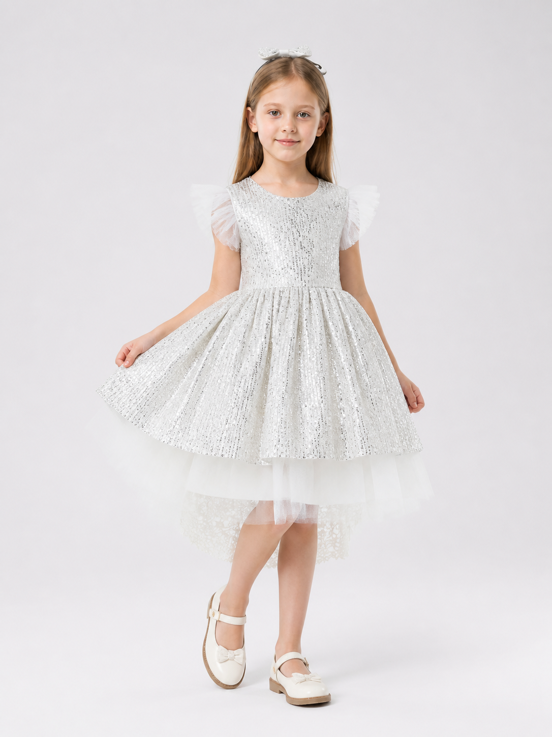 Dressy Sequin Dress with a Full Layered Skirt Costume Dresses detail 2