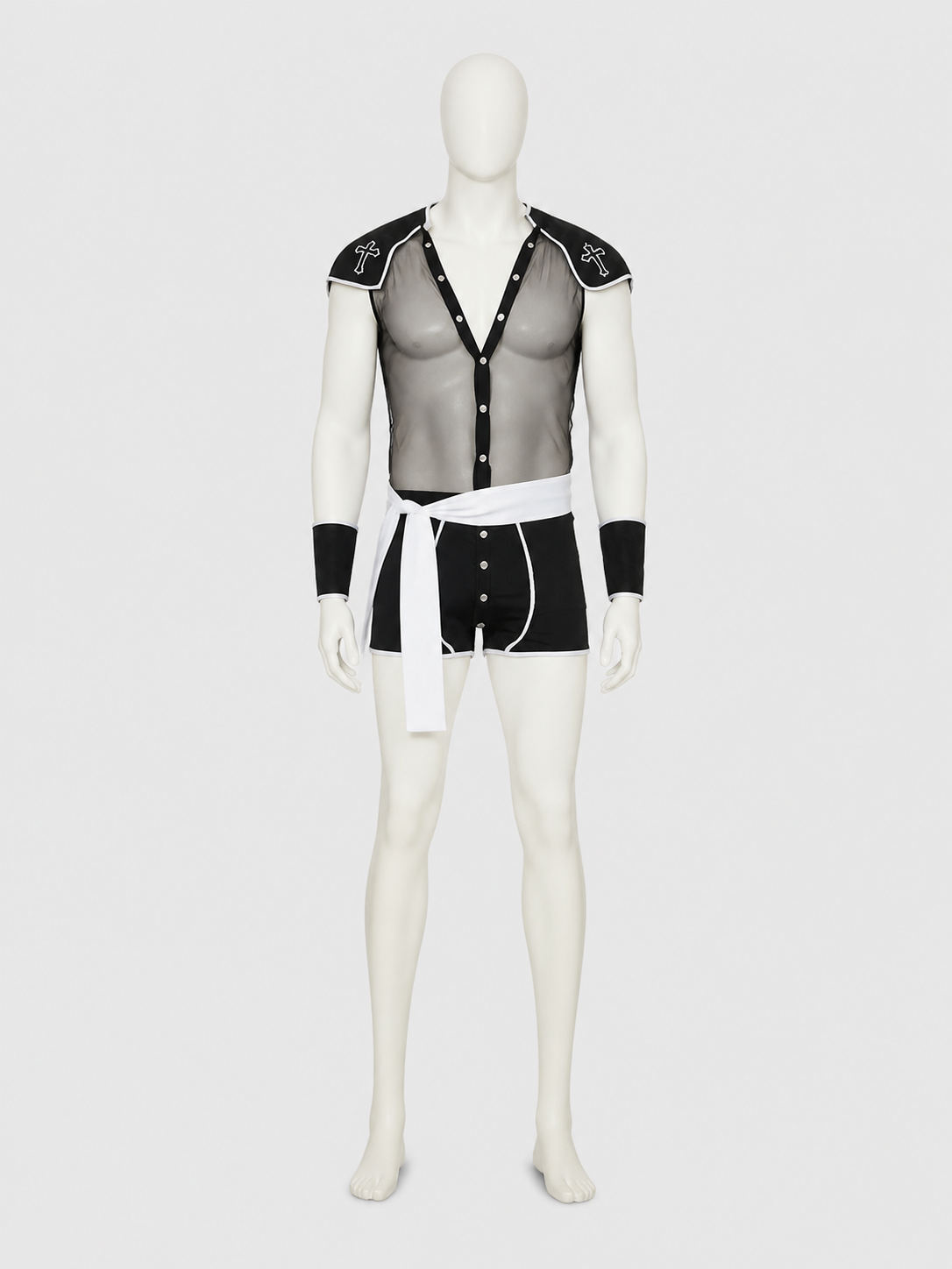 Priest Role-Play Costume, Black with White Trim Costumes detail 2