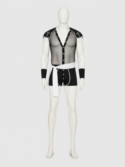 Priest Role-Play Costume, Black with White Trim Costumes detail 2