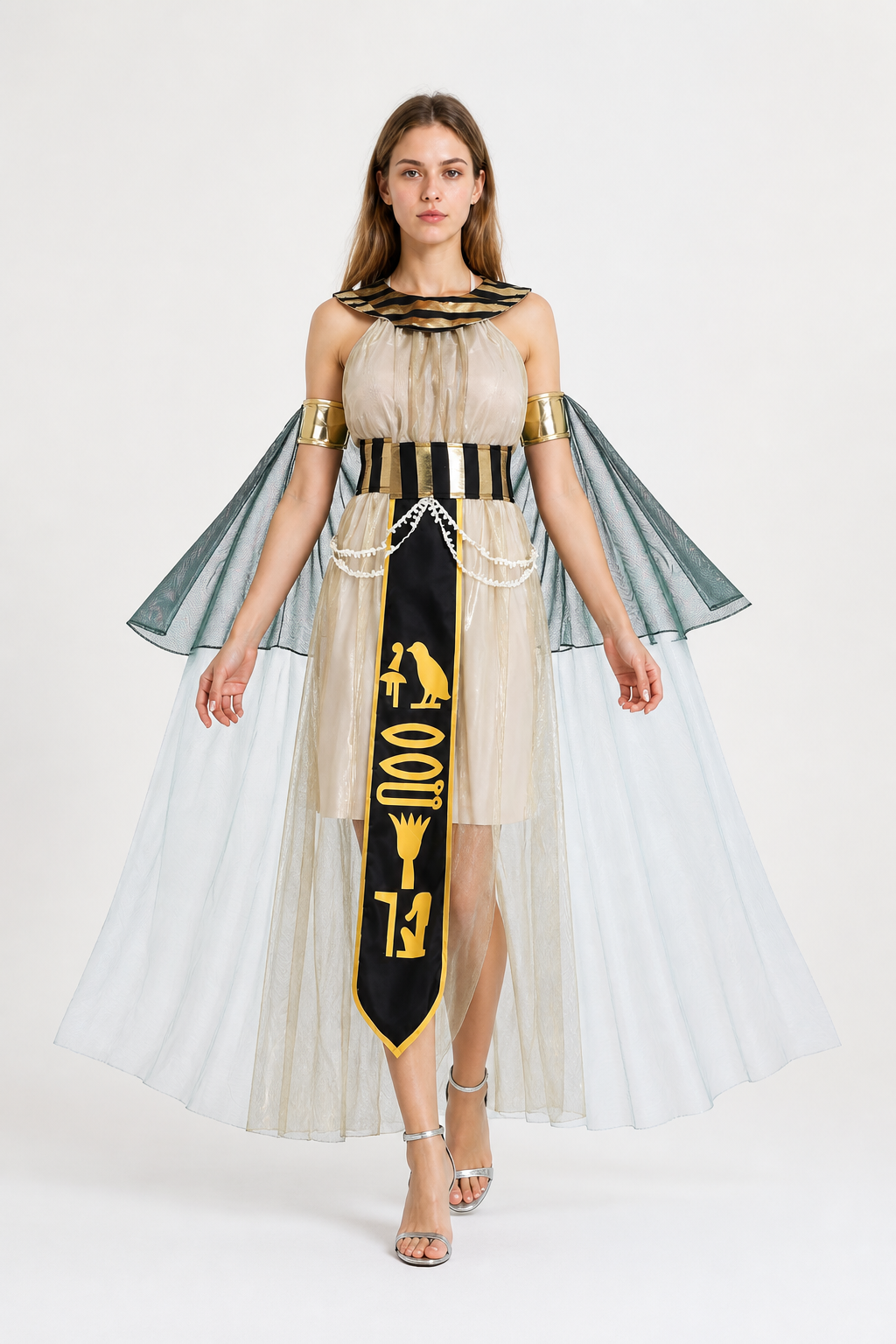 Cleopatra Costume with Cape and Gold Belt Costume Capes detail 2
