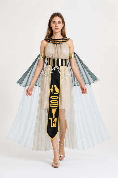 Cleopatra Costume with Cape and Gold Belt Costume Capes detail 2