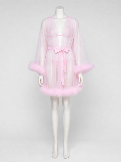 Pink Sheer Adult Cape with Trim Costume Capes detail