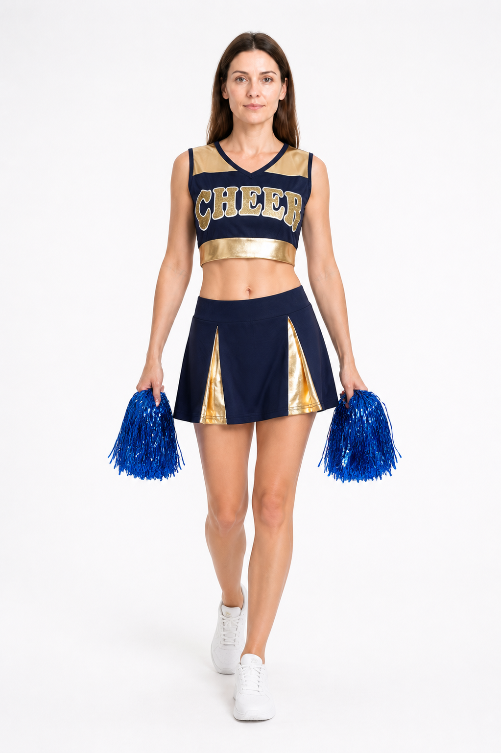 CHEER Cheerleading Outfit, Top and Skirt, Navy Blue on-model alternate view
