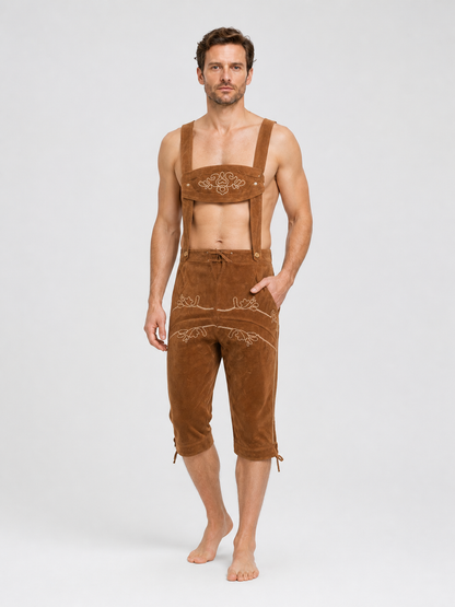 Oktoberfest Embroidered Bib Pants with Suspenders, Brown product detail 2