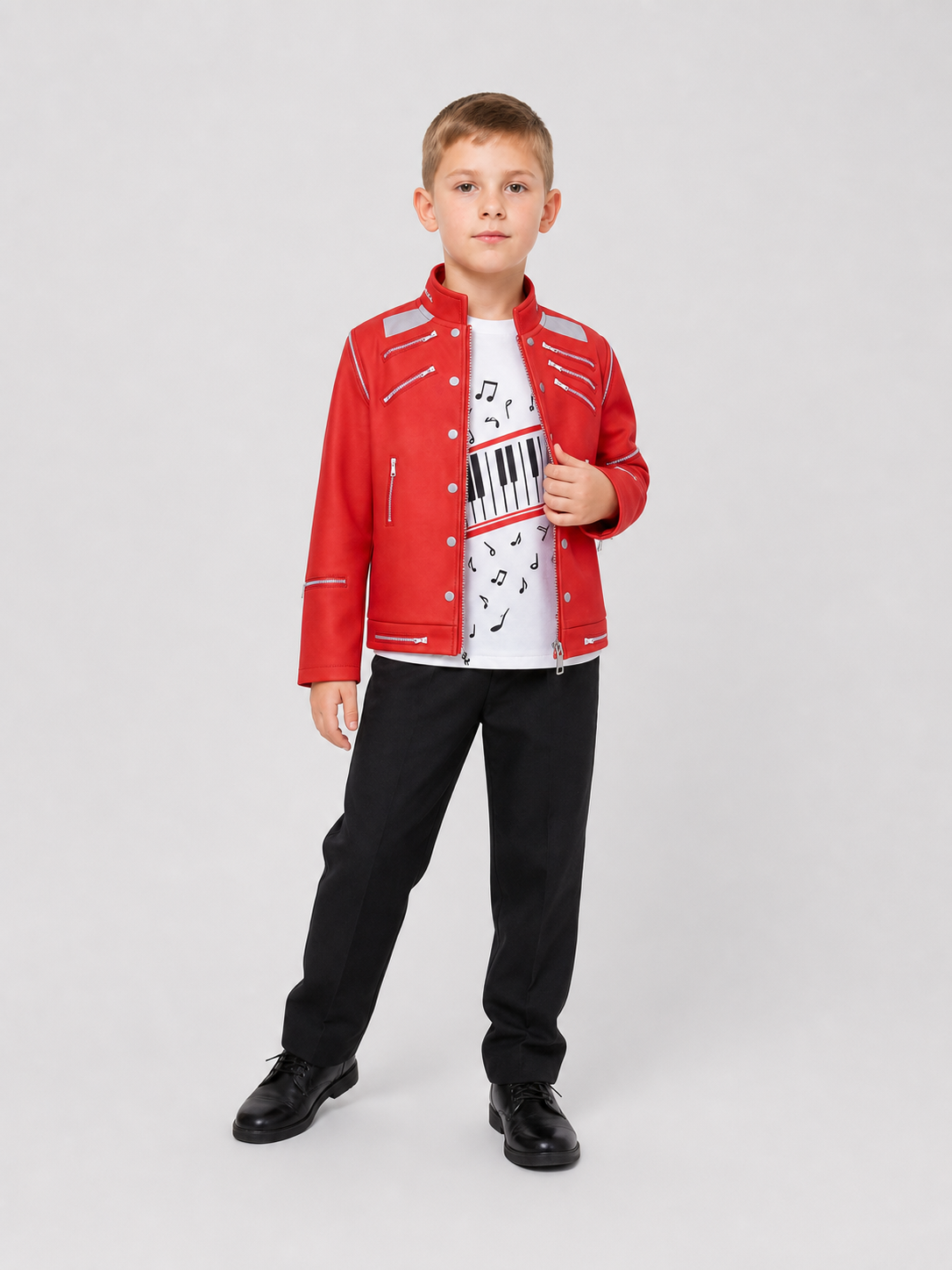 Children’s Michael Jackson-style costume, red jacket, 3-piece product detail 2