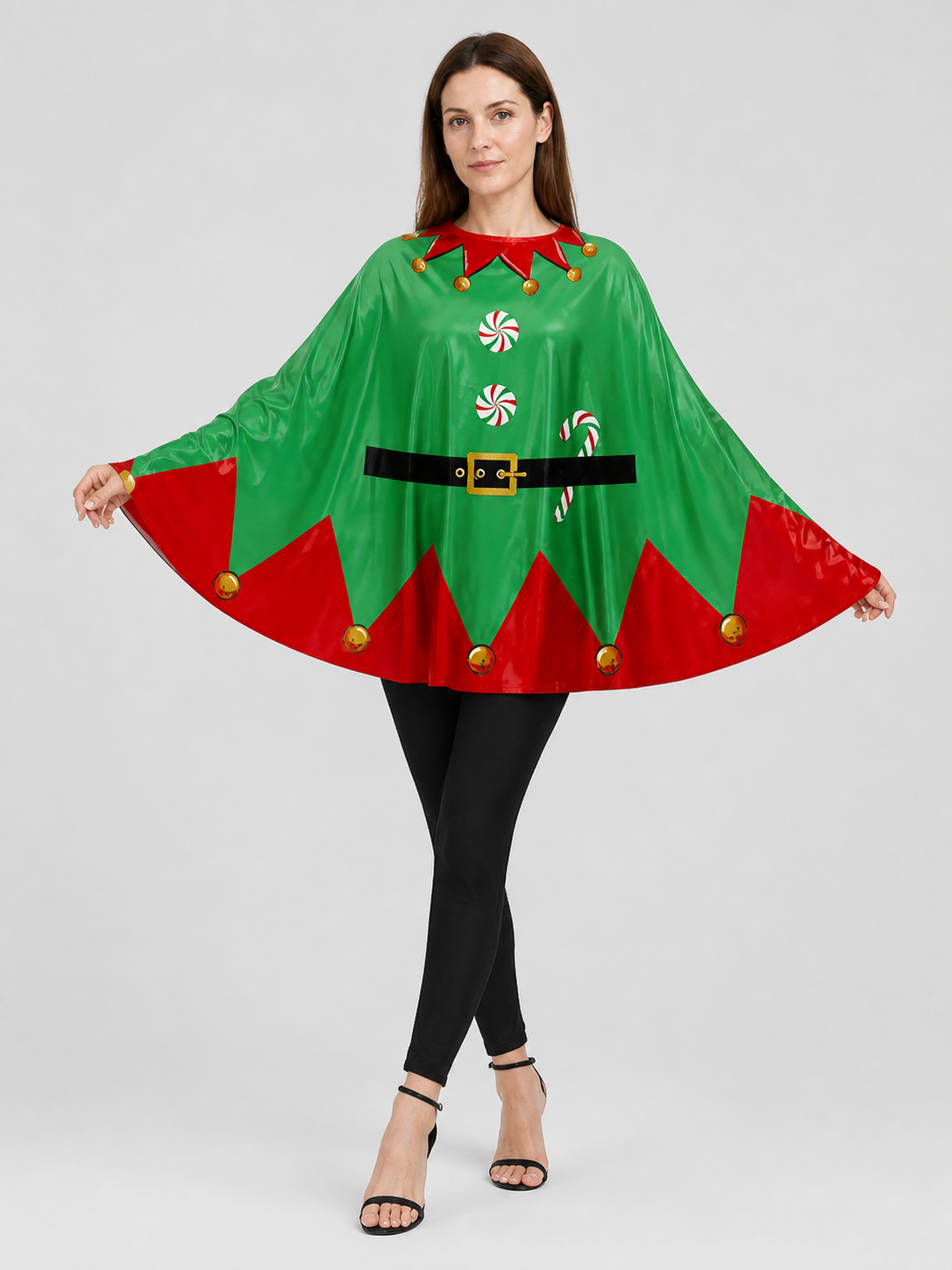 Christmas Green Elf-Style Cape with Belt Costume Capes detail 2