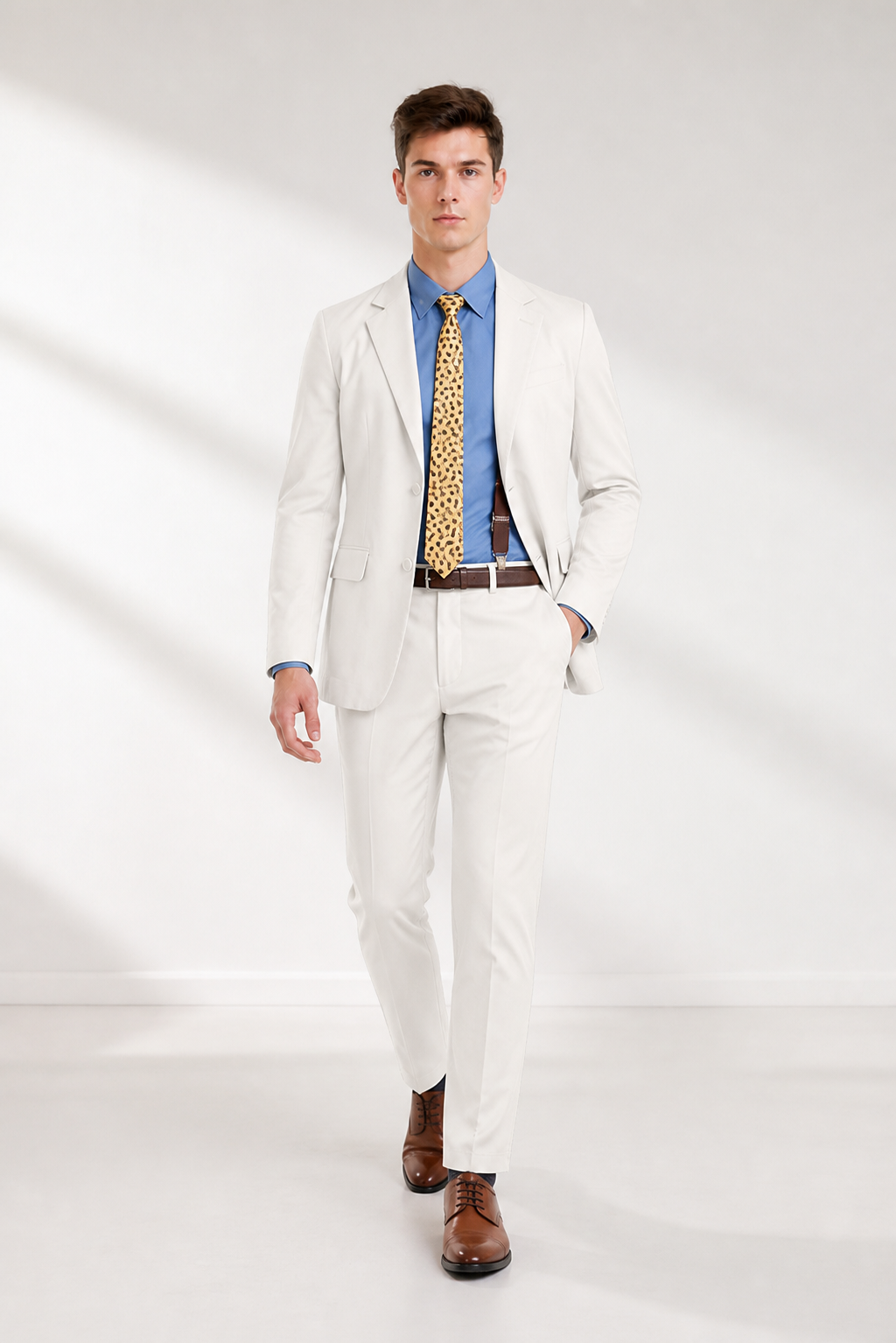 Trouser suit with shirt, suspenders, and tie product detail