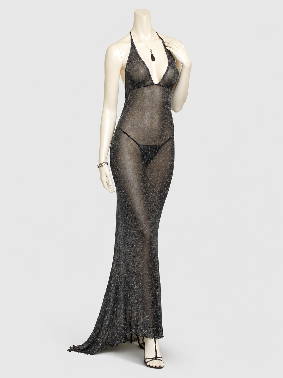 Erotic Sheer Dress with Glitter, M-3XL