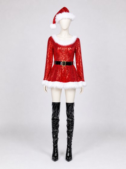 Santa Costume with Sequins and Belt