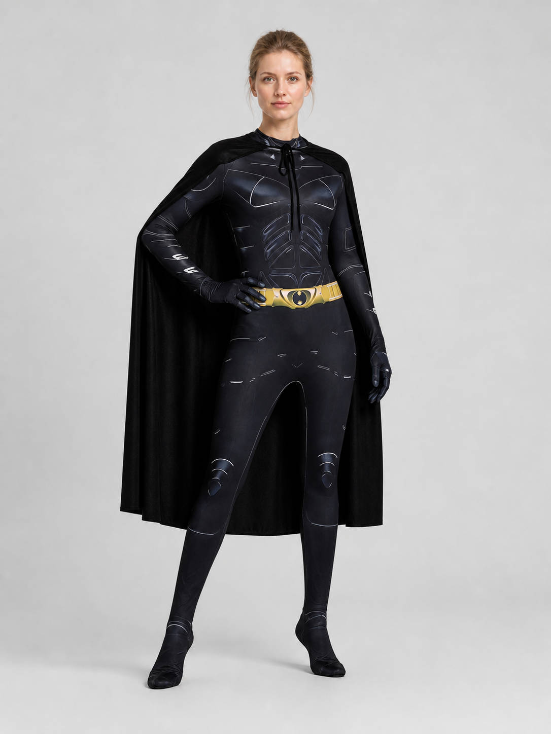 Batman Costume: Fitted Jumpsuit with Cape Costume Capes detail 2