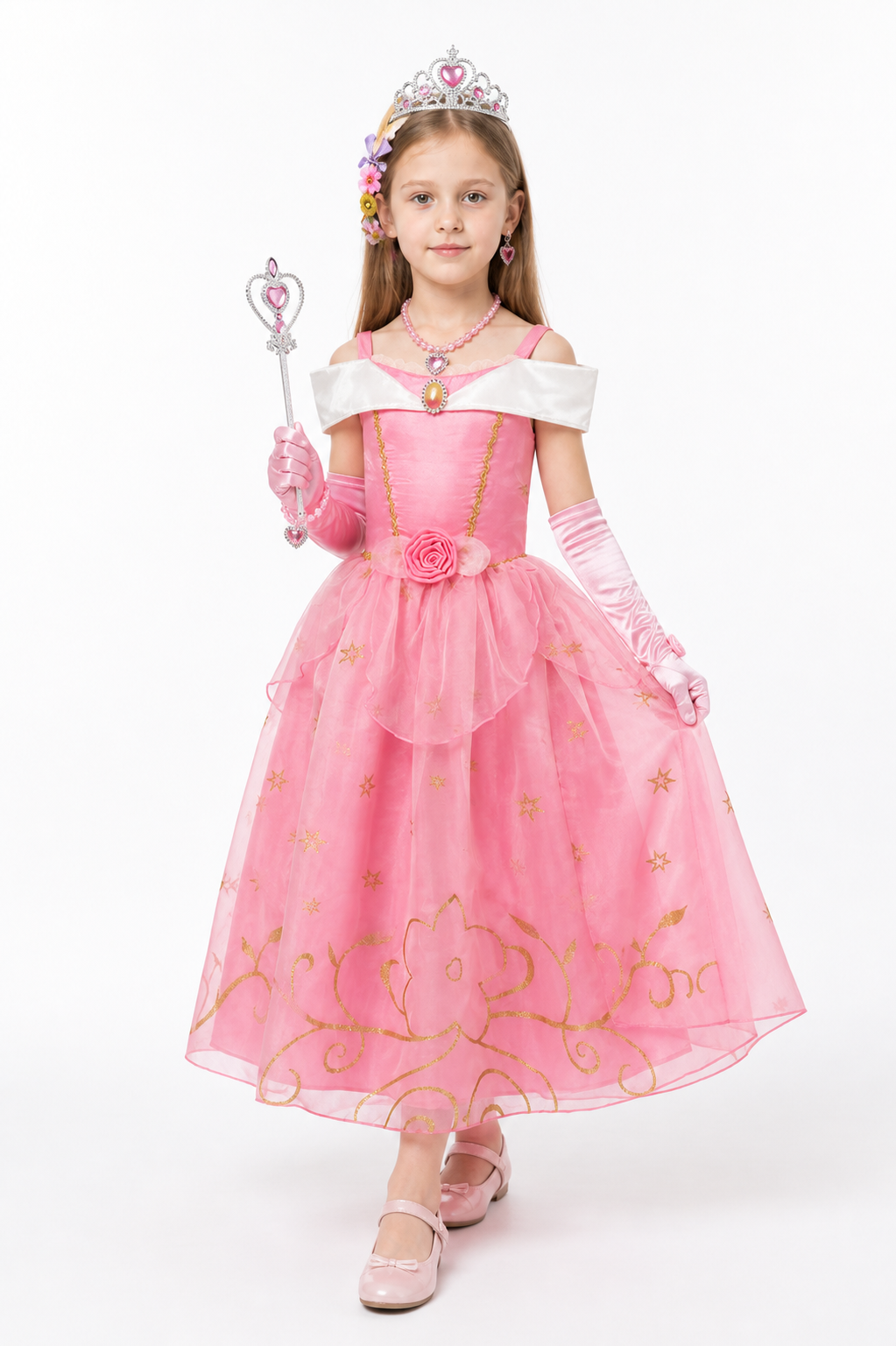 Princess Costume with Crown and Magic Wand Costume Headwear detail 2