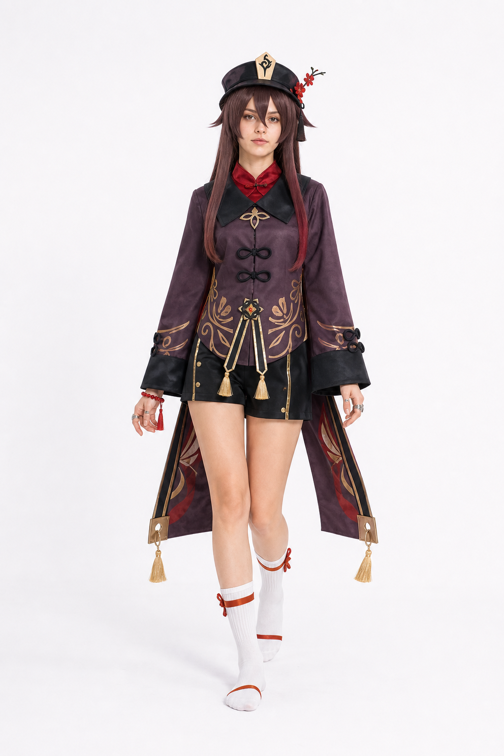 Hu Tao Cosplay Costume with Wig and Accessories Costume Wigs detail 2