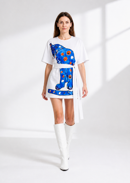 White short carnival dress with print and belt Costume Dresses detail 2
