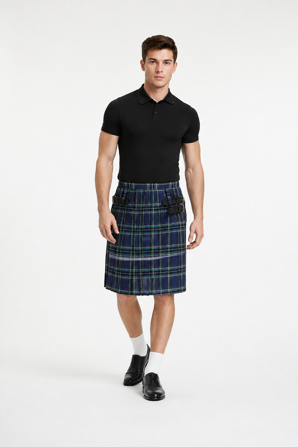 Pleated Plaid Skirt with Straps and Buckles product detail