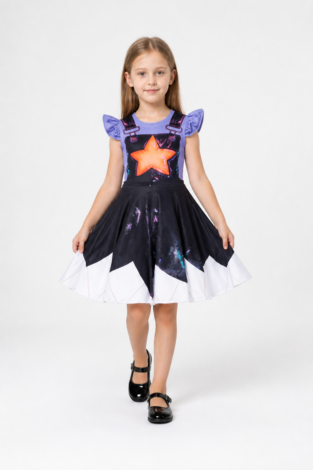 Children's Dress with an Orange Star and Puff Sleeves Costume Dresses detail 2