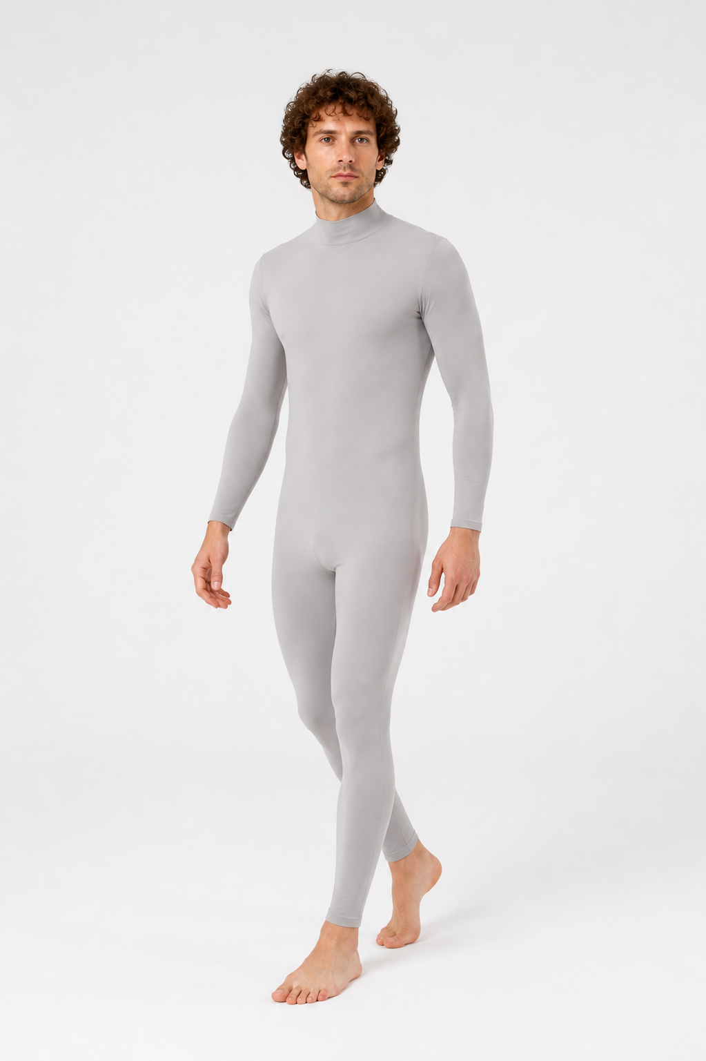 Fitted jumpsuit with a high collar, gray product detail 2