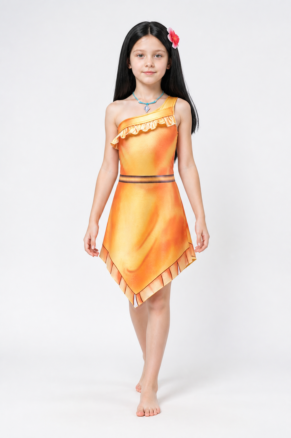 Asymmetrical Pocahontas Costume Dress for Halloween Costume Dresses detail 2