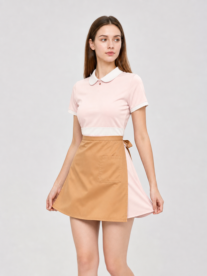 Short Pink Dress with Apron, Cute Style