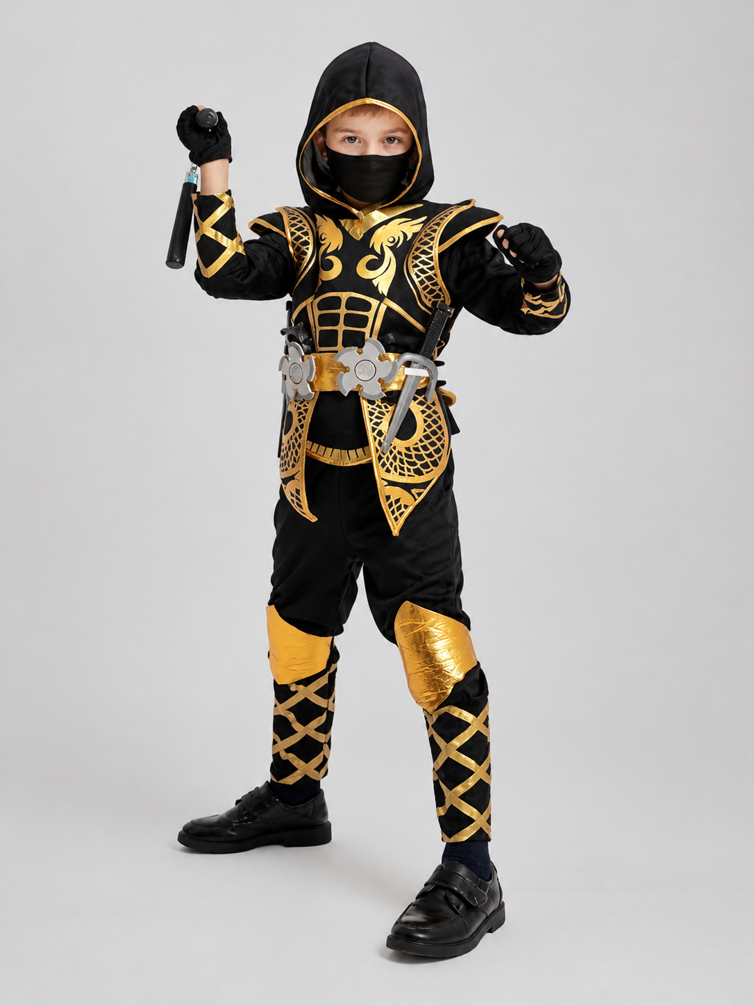 Naruto Black and Gold Ninja Costume with Hood Costumes detail 2
