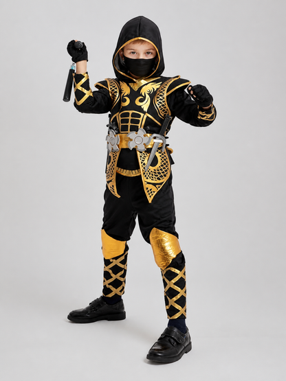 Naruto Black and Gold Ninja Costume with Hood Costumes detail 2