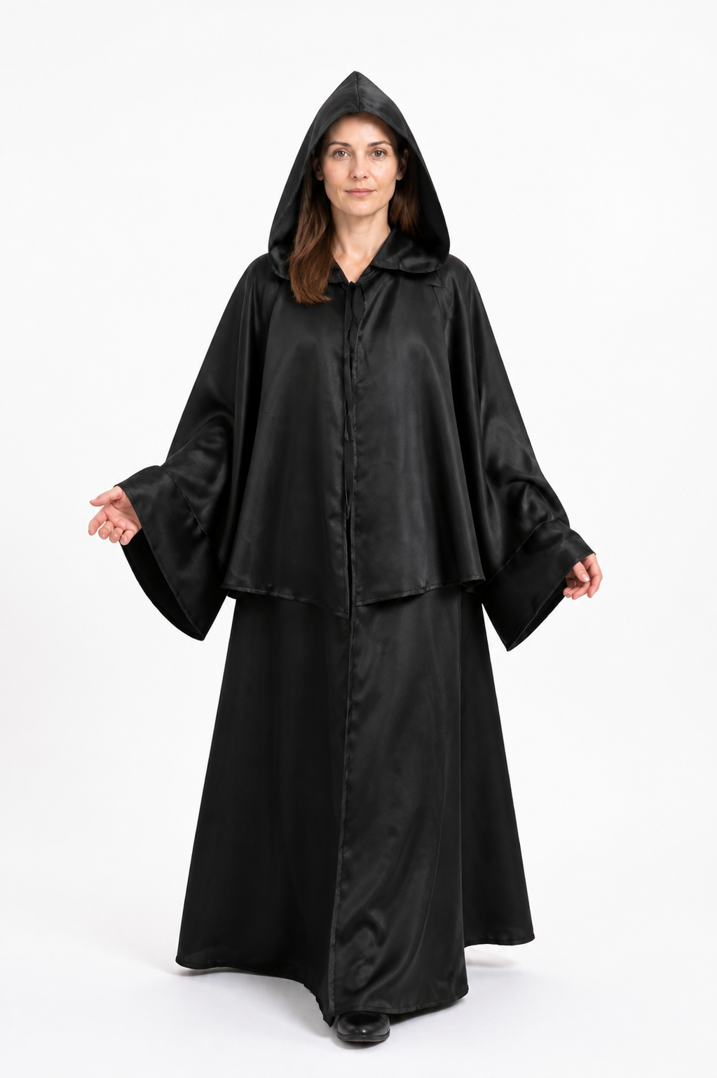 Black Long Hooded Cloak for Halloween