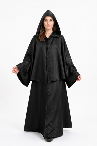 Black Long Hooded Cloak for Halloween