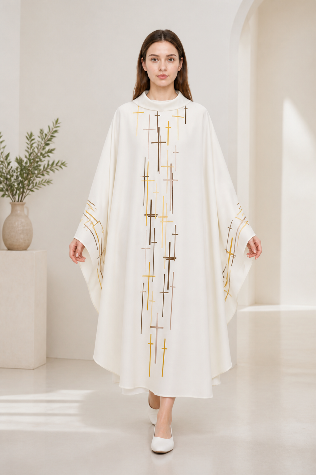 Ritual Robe with Cross Pattern, High Collar product detail 2
