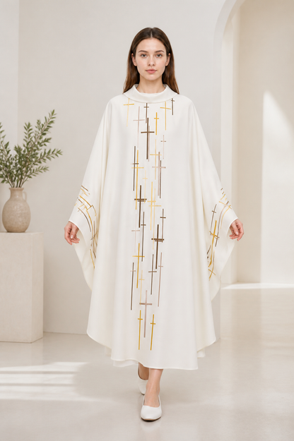 Ritual Robe with Cross Pattern, High Collar product detail 2