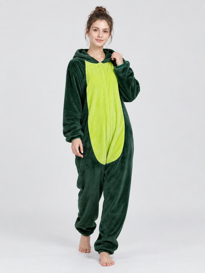 Insulated Hooded Pajama Jumpsuit, Dark Green