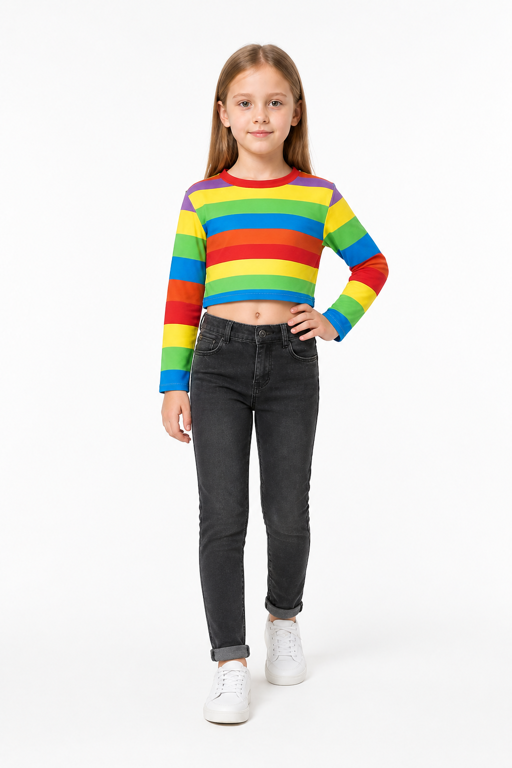 Children's long-sleeve shirt with colorful stripes from Inside Out 2 product detail 2