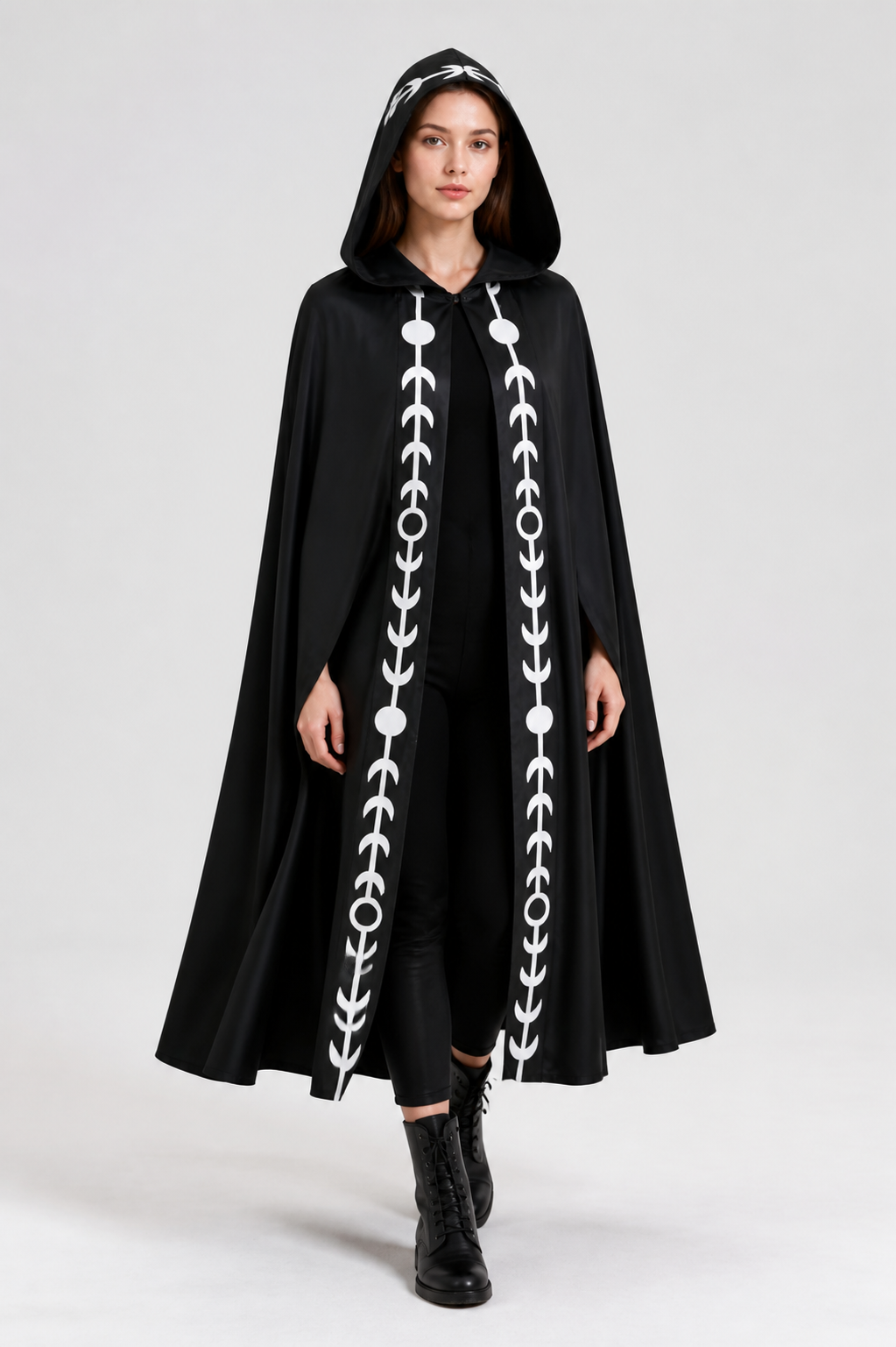 Long Black Hooded Cloak Cape Costume Capes detail 2